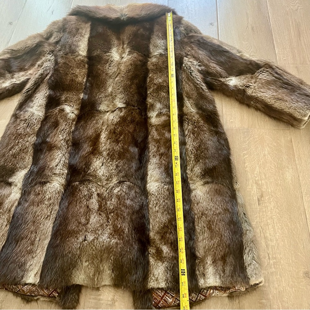 ⭐️ Rare Vintage Beaver Fur Coat Full Length Brown Double Breasted Clouser, Mint - Picture 6 of 9